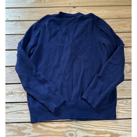 Polo Ralph Lauren Elbow Patch Merino Wool Cardigan Size Large Men’s Navy - Picture 2 of 8
